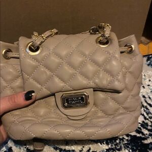 NWT Quilted Taupe Mini Backpack, Badgley MISCHKA Retail $99